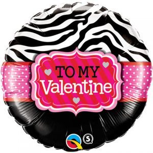 18" / 46cm To My Valentine Zebra Stripes Qualatex #34079