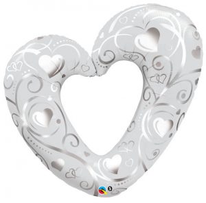 42" / 106cm Hearts & Filigree Pearl White Qualatex #16304