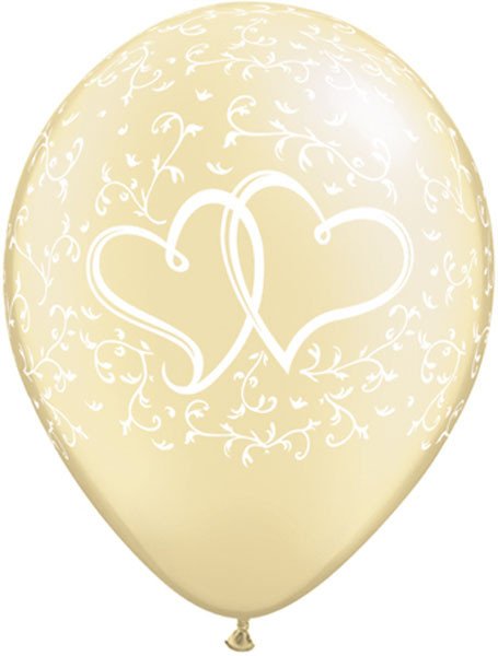 11" / 28cm 25ct / 25szt Entwined Hearts - Pearl Ivory Qualatex #31503