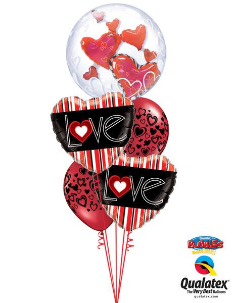 Bukiet 137# - 24" / 61cm Lovely Floating Hearts Qualatex #68808, 21698_2, 40863_2