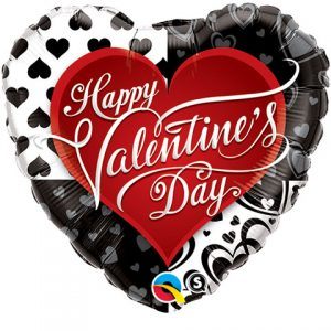 18" / 46cm Valentine's Black Hearts Qualatex #21626