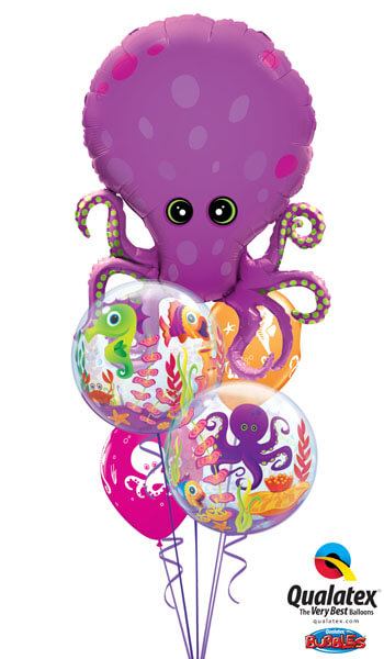 Bukiet 236# - 35″ / 89cm Amazing Octopus Qualatex #25164, 27499_2, 17944_2