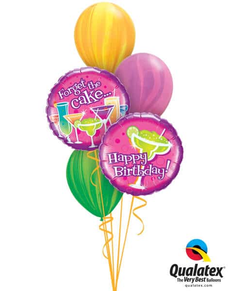 Bukiet 294# - 18″ / 46cm Birthday - Forget The Cake Qualatex #33331_2, 91541, 91543, 91539