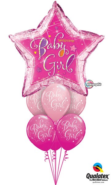 Bukiet 307# - 36″ / 91cm Welcome Baby Girl Stars Qualatex #16577, 51814_6