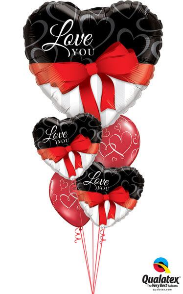 Bukiet 332# - 36″ / 91cm Love You Red Ribbon #21656, 21647_2, 40862_2