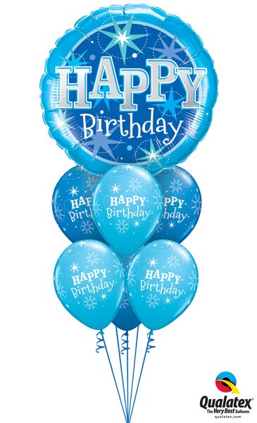 Bukiet 335# - 36″ / 91cm Birthday Blue Sparkle #43216, 17936