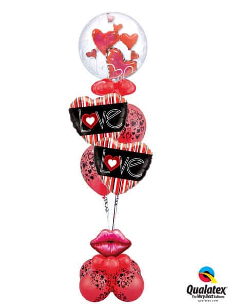 Bukiet 333# - 24" / 61cm Lovely Floating Hearts Qualatex #68808, 21698_2, 40863_2