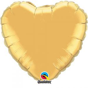 18" / 46cm Solid Colour Heart Metallic Gold Qualatex #99597