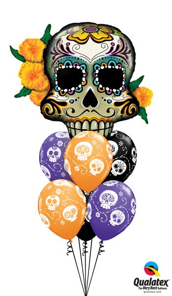 Bukiet 358# - 38" / 96cm Day Of The Dead Skull Qualatex #44228, 47347_6