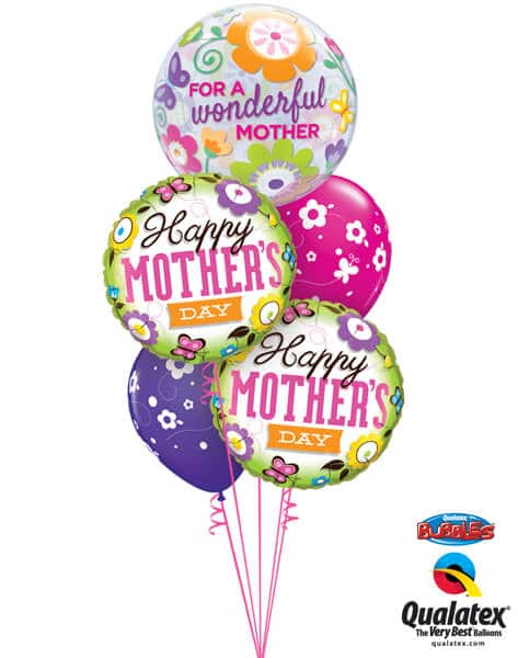 Bukiet 574 Happy Mother's Day Flowers & Butterflies Qualatex #11538 13228-2 85065-2