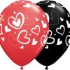 11" / 28cm Mix & Match Hearts Red & Black Qualatex #11123-1