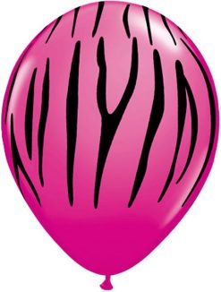 11" / 28cm Zebra Stripes Wild Berry Qualatex #12584-1