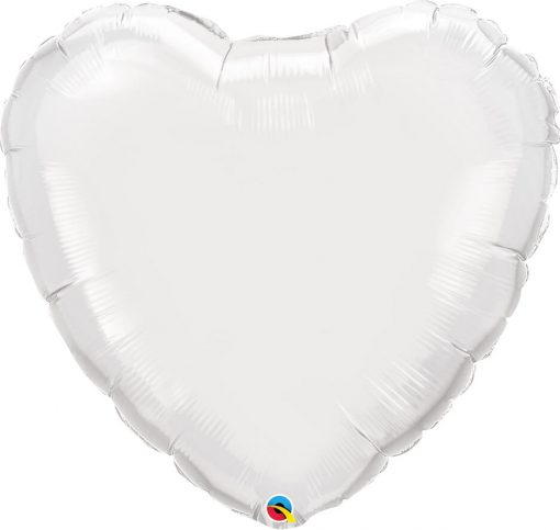 36" / 91cm Solid Colour Heart White Qualatex #12668