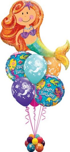 Bukiet 535 Happy Birthday Mermaid Qualatex #16116 18415-2 18460-4