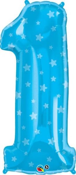 34" / 86cm Number One Blue Stars Qualatex #16482