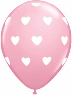 11" / 28cm 6szt Big Hearts Pink Qualatex #18078