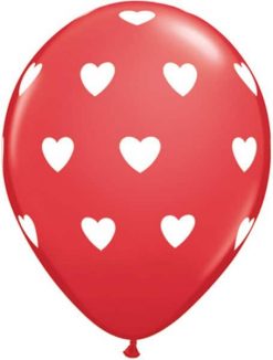 11" / 28cm 6szt Big Hearts Red Qualatex #18079