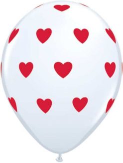 11" / 28cm 6szt Big Hearts White Qualatex #18080