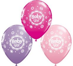 11" / 28cm Baby Girl Dots Qualatex #18507-1