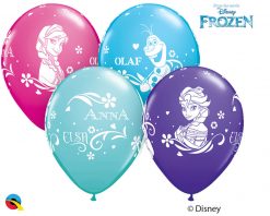 11" / 28cm Anna, Elsa, & Olaf Asst of Wild Berry, Purple Violet, Caribbean Blue, Robin's Egg Blue Qualatex #18675-1