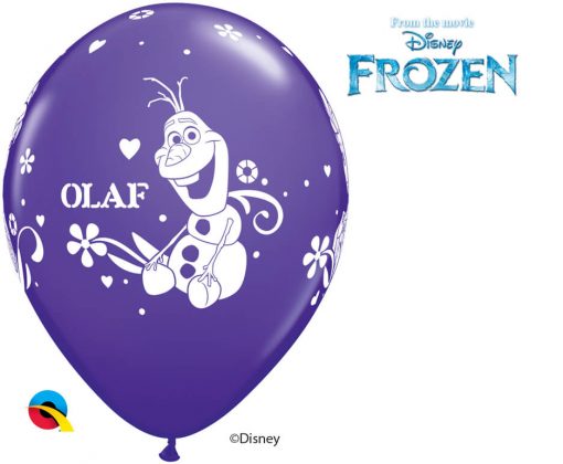 11" / 28cm Anna, Elsa, & Olaf Asst of Wild Berry, Purple Violet, Caribbean Blue, Robin's Egg Blue Qualatex #18675-1