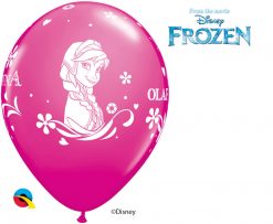 11" / 28cm Anna, Elsa, & Olaf Asst of Wild Berry, Purple Violet, Caribbean Blue, Robin's Egg Blue Qualatex #18675-1