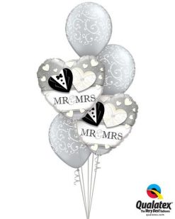 Bukiet 43 Mr. & Mrs Wedding Qualatex #15771-2 22396-3