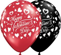 11" / 28cm Valentine's Classic Hearts Asst Onyx Black & Ruby Red Qualatex #23185-1