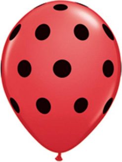 11" / 28cm Big Polka Dots Red w Black Ink Qualatex #29511-1