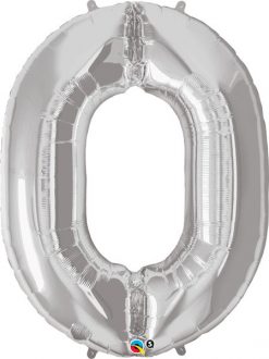 34" / 86cm Number Zero Silver Qualatex #30392