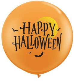 3" / 91cm Halloween Moon & Bats Orange Qualatex #31465-1