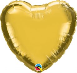 18" / 46cm Solid Colour Heart Metallic Gold Qualatex #99597