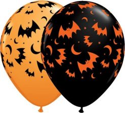 11" / 28cm Haunted Halloween Bats & Moons Qualatex #40070-1