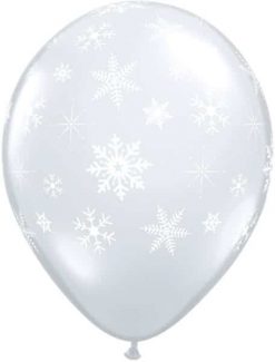 11" / 28cm Snowflakes & Sparkles A Round Diamond Clear Qualatex #40800-1