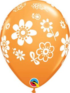 11" / 28cm Contempo Daisies Asst Orange, Robin's Egg Blue & Wild Berry Qualatex #41873-1