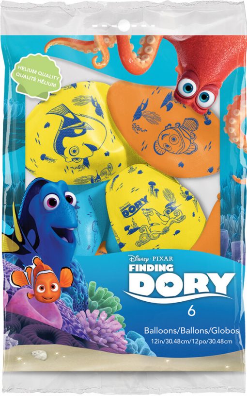 12" / 30cm 6szt Disney•Pixar Dory & Friends Asst of Yellow, Orange, Robin's Egg Blue Qualatex #45534