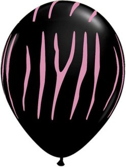 11" / 28cm Zebra Stripes Onyx Black with Pink Ink Qualatex #50866-1