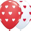 11" / 28cm Big Hearts Asst Red & White Qualatex #76928-1