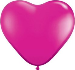 6" / 15cm Solid Colour Heart Latex Jewel Magenta Qualatex #99328-1