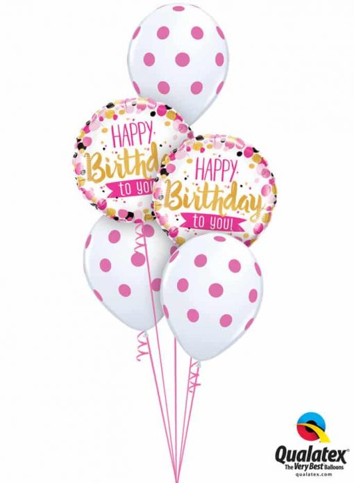 Bukiet 741 Dotty Happy Birthday Qualatex #49170-2 52966-3