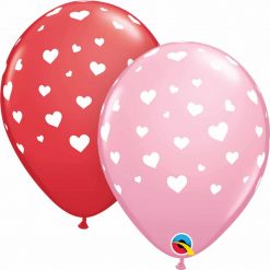 11" / 28cm Random Hearts-A-Round Asst of Red, Pink Qualatex #85713-1