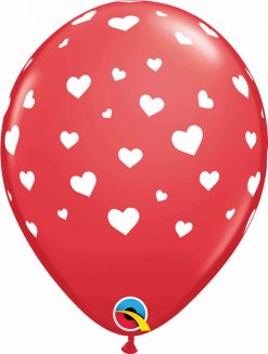 11" / 28cm 6szt Random Hearts-A-Round Red Qualatex #85727