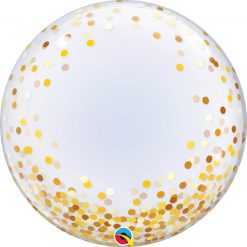 24″ / 61cm Deco Bubble Gold Confetti Dots Qualatex #89727