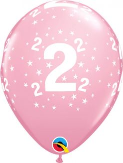 11" / 28cm 6szt Stars #2-A-Round Pink Qualatex #17825