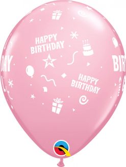 11" / 28cm 6szt Birthday Girl Pink Qualatex #17921