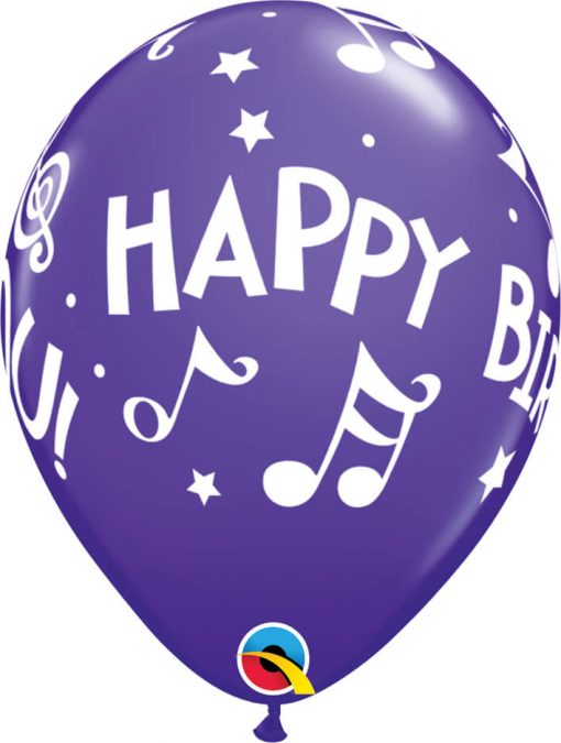 11" / 28cm Happy Birthday To You - Music Notes Carnival Asst Qualatex #18461-1