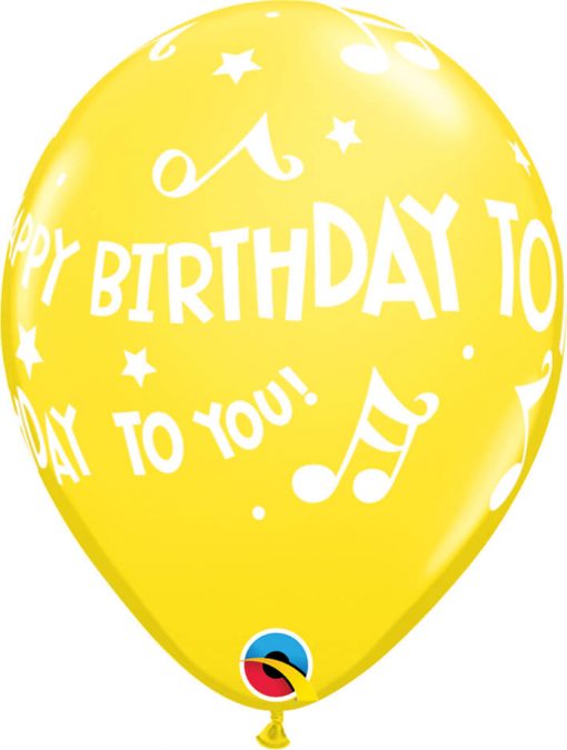 11" / 28cm Happy Birthday To You - Music Notes Carnival Asst Qualatex #18461-1