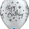 11" / 28cm Birthday Elegant Sparkles & Swirls Silver Qualatex #19139-1