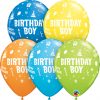 11" / 28cm Birthday Boy Asst of Lime Green, Yellow, Dark Blue, Orange, Robin's Egg Blue Qualatex #20265-1