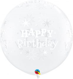 3' / 91cm Birthday Sparkle Diamond Clear Qualatex #52971-1